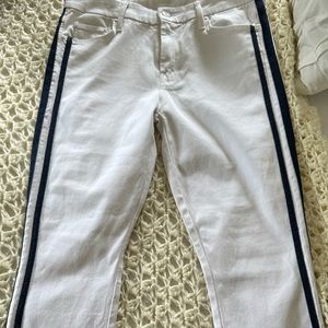 MOTHER Jeans -The Looker cropped size 29.  White w blue stripe on the side